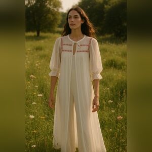 Vintage Nightgown Cover Swedish Milkmaid Embroidery One Size